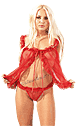 Babydoll kurz mit Slip rot M/L