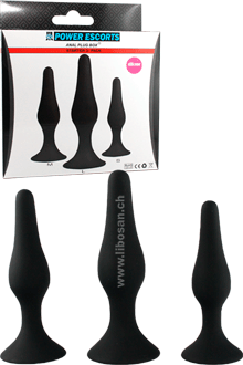 3er-Set Silikon Anal-Plugs mit Saugfuss