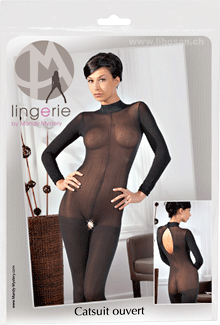 Catsuit mit Spitzenkragen M/L